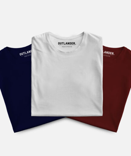 Basic 3 Pack T-shirts (Navy, White, Maroon)