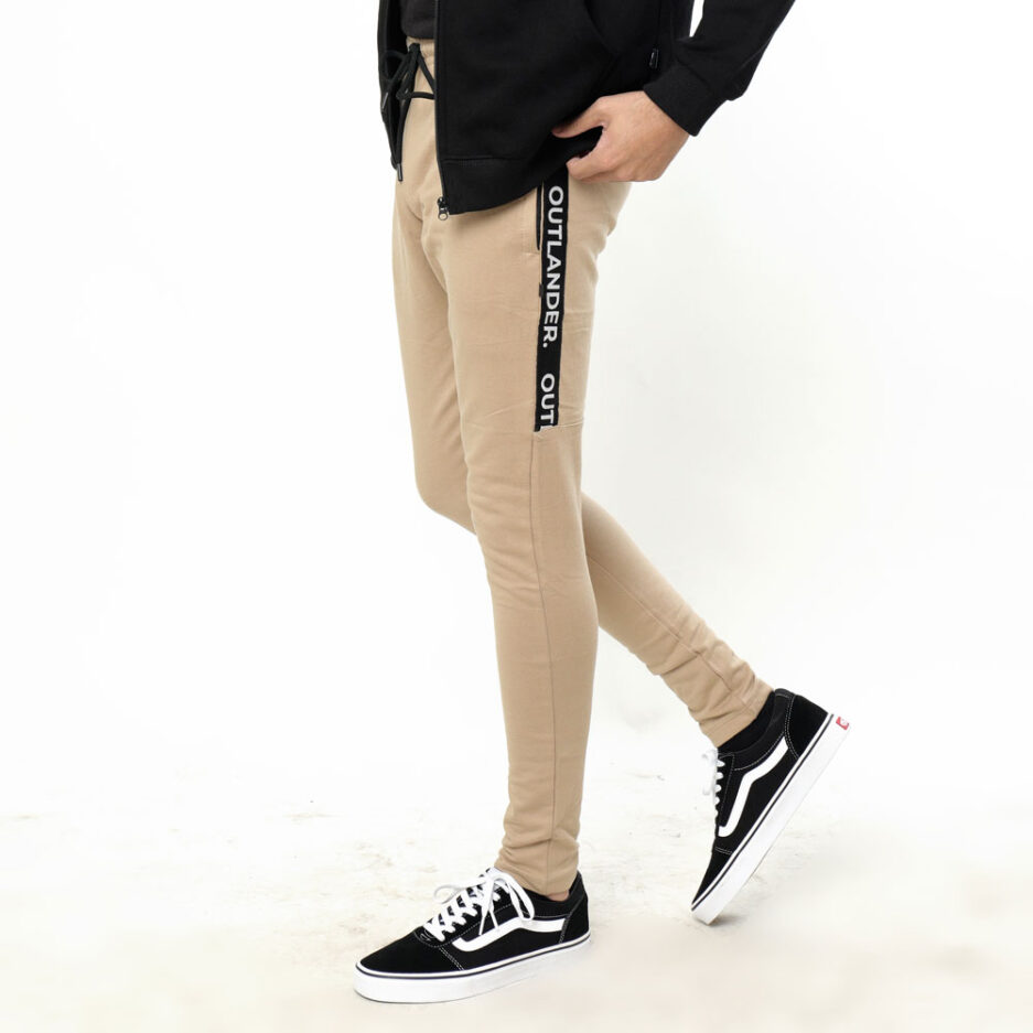 Beige Side Panel Trouser